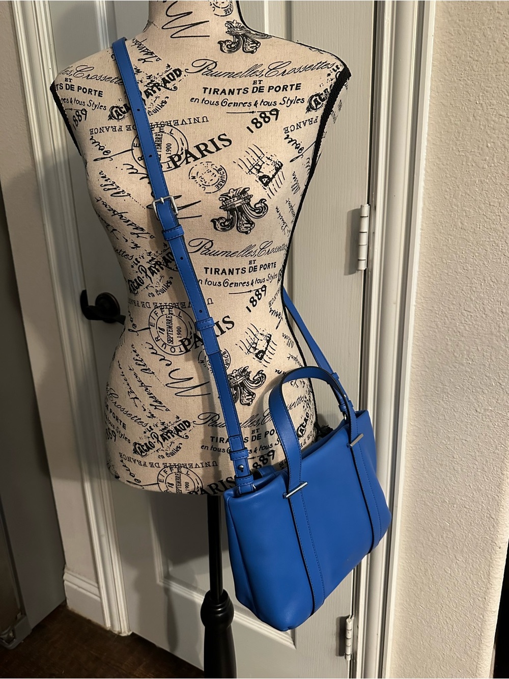 NWT Lipault Blue Leather Crossbody Tote - Picture 6 of 7